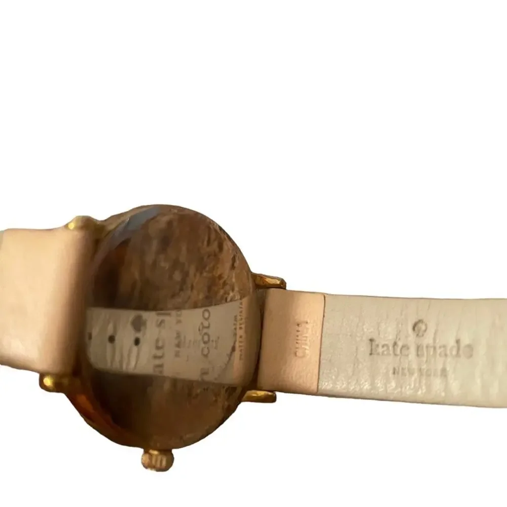 Women's Kate Spade Cream and Gold Metro Watch Genuine Leather with Gold Tones